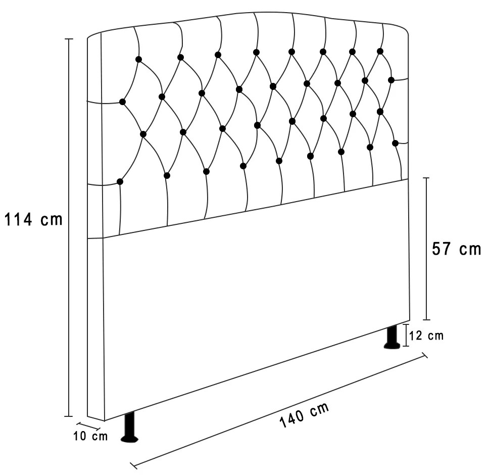 Cabeceira Greta Para Cama Box Casal 140 cm Linho - D'Rossi - Grafite