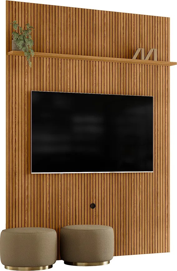 Painel TV 65 Pol 179cm Ripado para Sala Valen M20 - D'Rossi - Cumaru