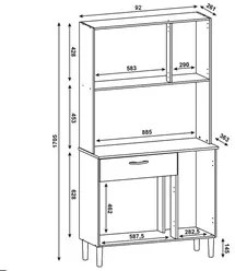 Armário de Cozinha Compacta 92cm Pamela K02 Freijó/Supremo - Mpozenato