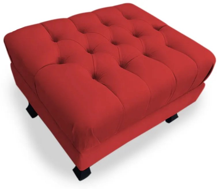 Puff Baú Decorativo Luis XV Capitonê 60x50cm Suede Vermelho - Sheep Estofados - Vermelho