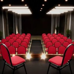 Kit 4 Cadeiras Hoteleiras Auditório Empilhável Sintético Z33 Vermelho