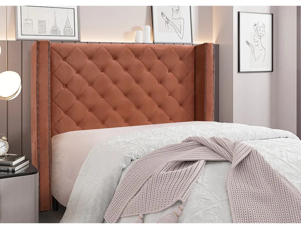 Cabeceira Cama Box Solteiro 90 cm Vicenza Veludo S04 - D'Rossi - Cobre