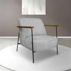 Poltrona para Sala Pés Metálicos Kit 2 Ellen S06 Boucle Cinza - Mpozen