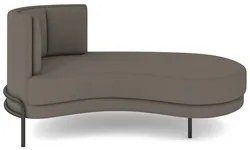Chaise Longue Divã 164cm Braço Esquerdo Logus D06 Bouclê Bege Escuro -