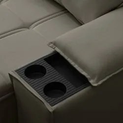 Sofá Retrátil 3 Lugares com Porta Copo 230cm Malta F05 Veludo Marrom -