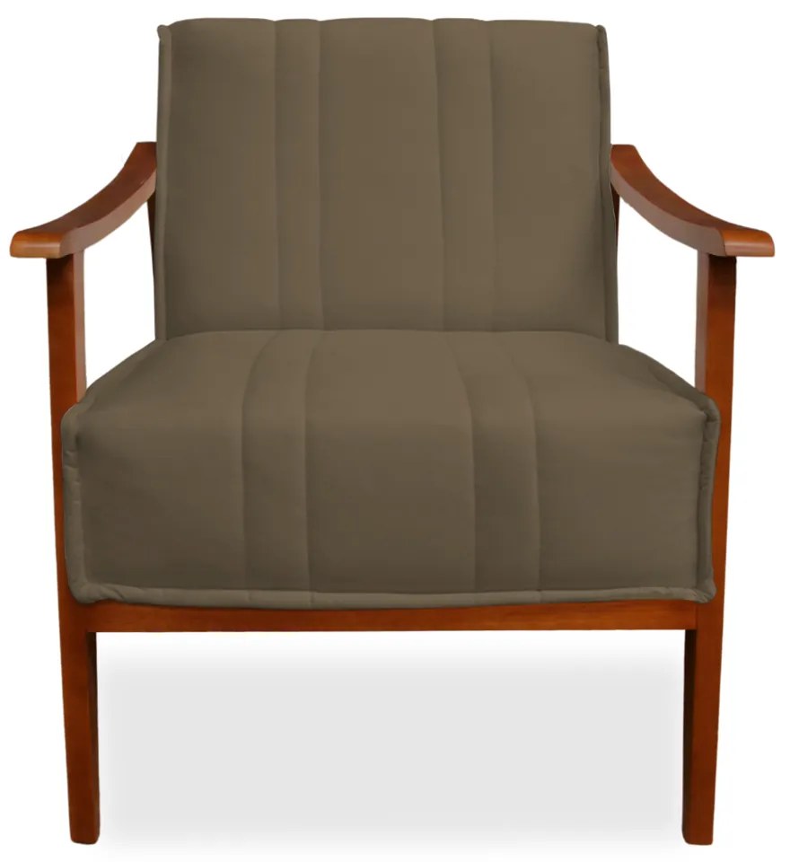 Poltrona Decorativa Vincenzza Veludo Marrom