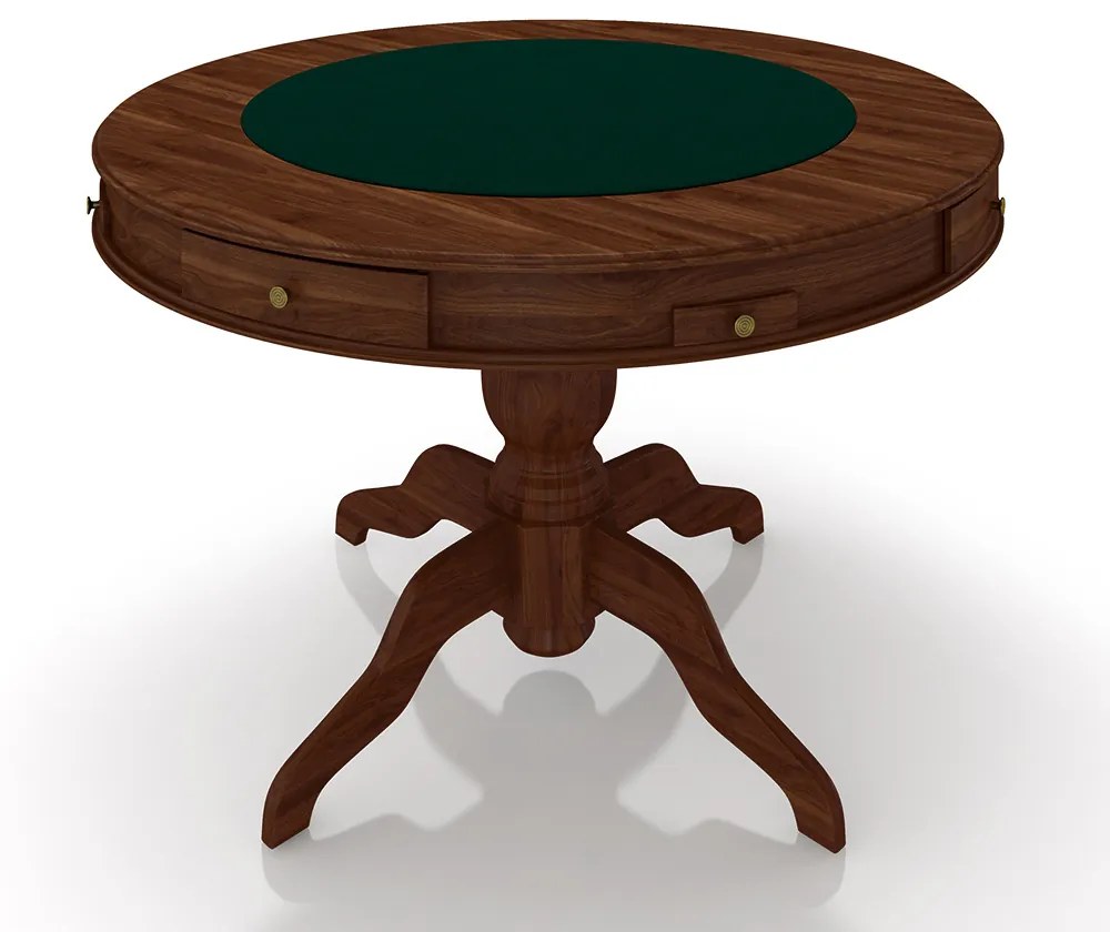 Mesa de Jogos Carteado 4 Lugares Bellagio com Gavetas e Tampo Reversível Base Estrela com Tecido Imbuia/Verde G42 - Gran Belo