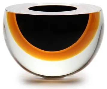 Centro Gota Bicolor Reto Preto com Âmbar Murano Cristais Cadoro