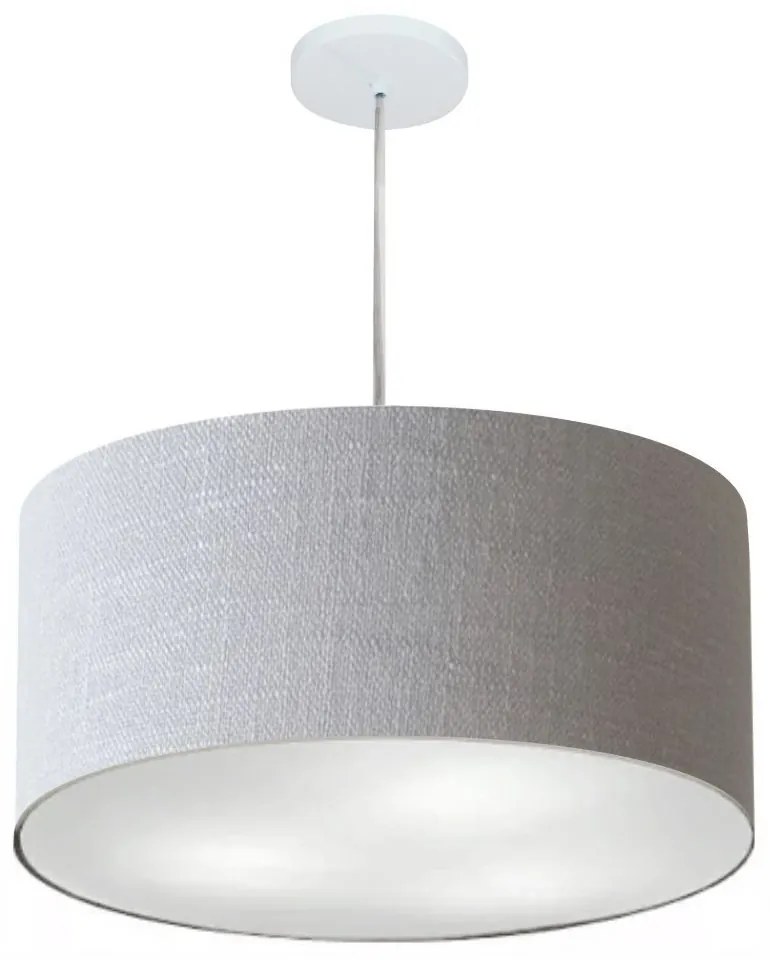 Lustre Pendente Cilíndrico Md-4214 Cúpula em Tecido 55x25cm Rustico Cinza - Bivolt