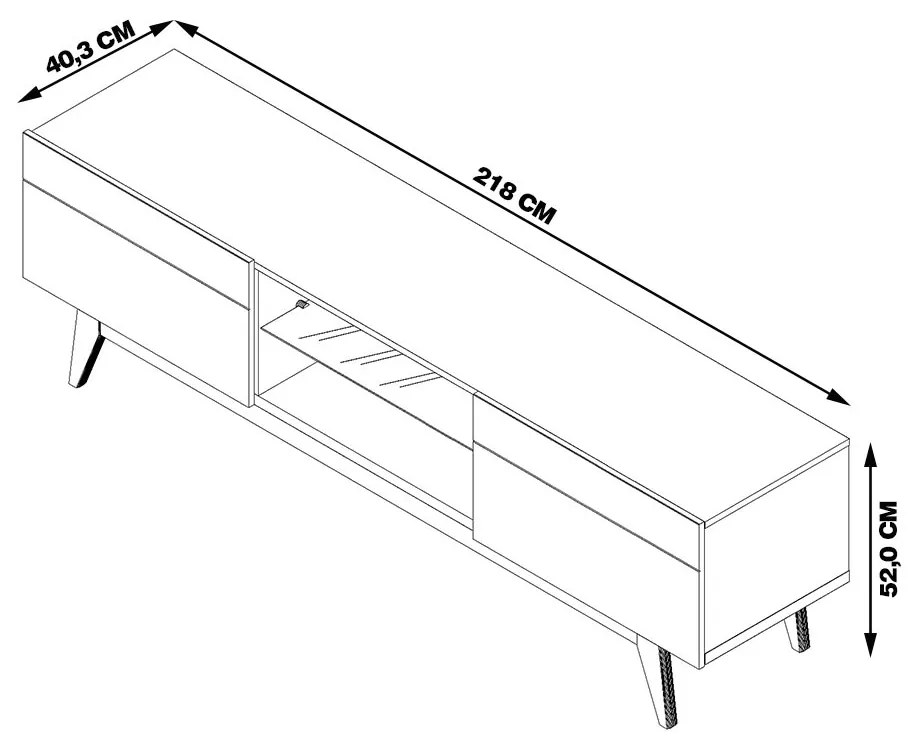 Rack Bancada 2 Gavetas 218cm Amy Off White/Freijó G29 - Gran Belo