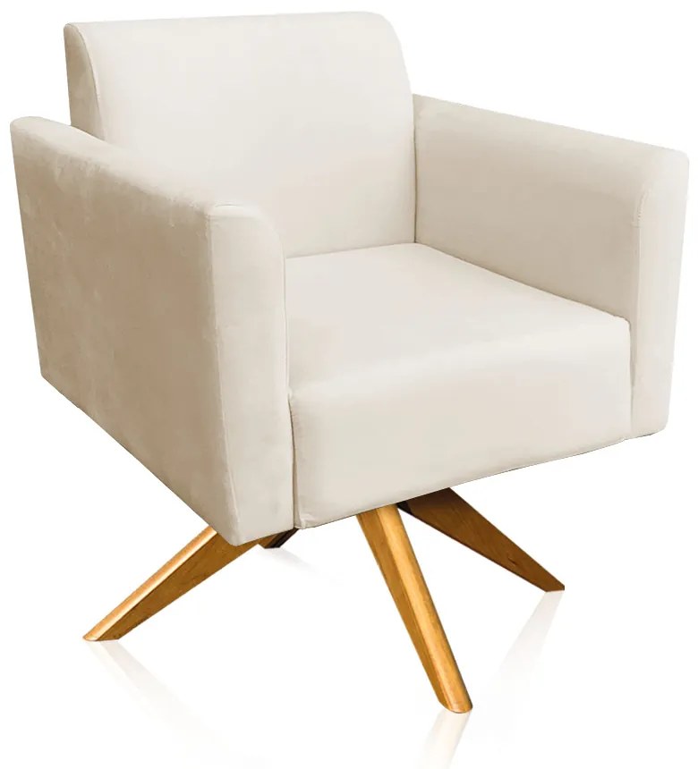 Kit 01 Namoradeira 02 Lugares e 02 Poltronas Marisa Suede Bege Base Giratória Madeira MA30 D'Rossi
