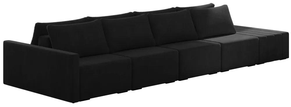 Sofá Ilha Modulado Milos 432cm Puff Lateral Veludo Preto G33 - Gran Belo