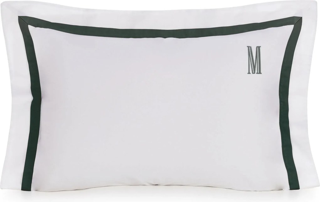 Fronha Avulsa Trussardi Cetim 300 Fios Vercelli 50x70cm - Branco e Fogli  Branco e Fogli