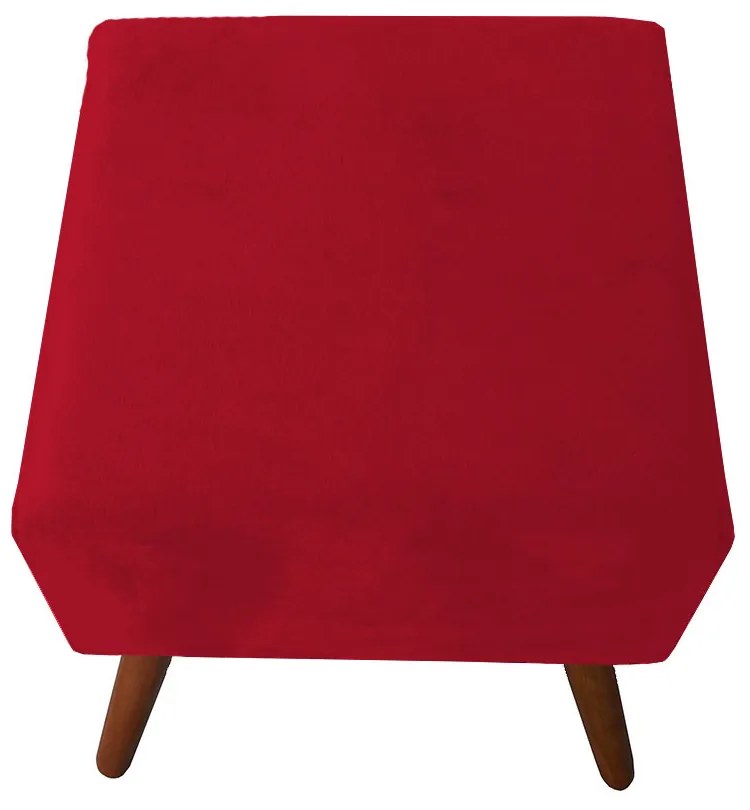 Puff Decorativo Quadrado Malu com Pés Palito Suede Vermelho