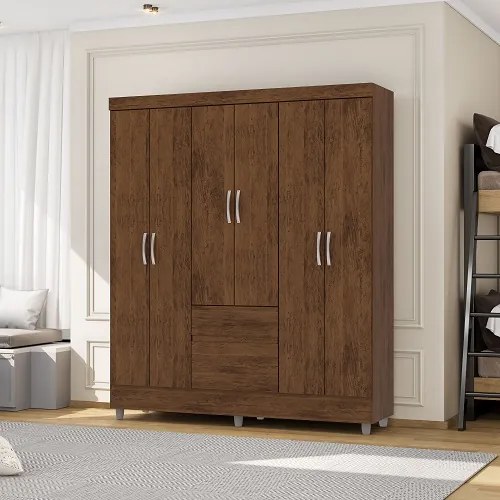 Guarda Roupa Ideal 6 Portas Plus Imbuia – Vila Rica Móveis