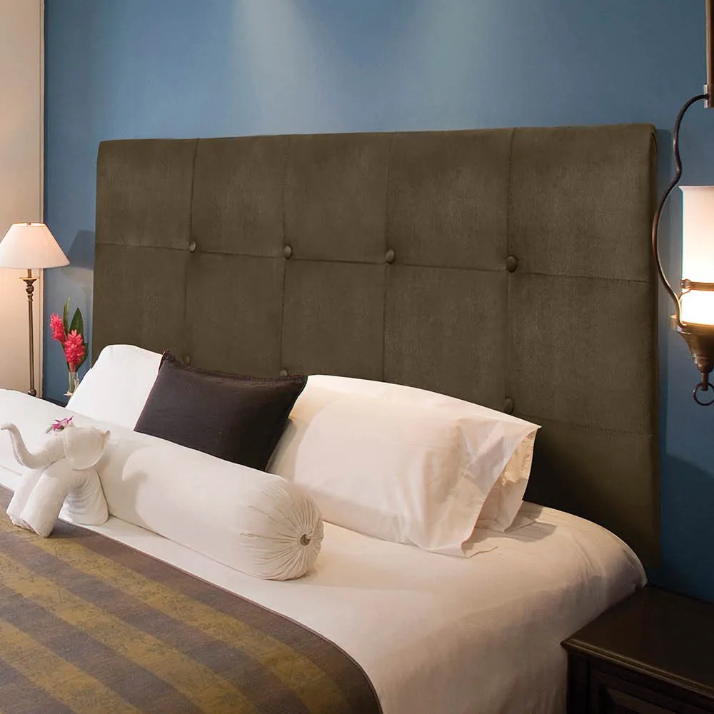 Painel Luna Para Cama Box Casal 140 cm Suede Marrom - D'Rossi