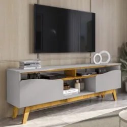 Rack Bancada Para TV 75 Pol 180cm Rita Off/Naturalle B02 - Mpozenat