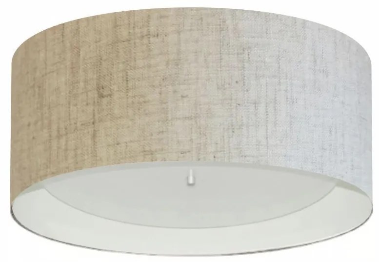 Plafon Cilíndrico Md-3161 Cúpula em Duplo Tecido 50x25cm Rústico Bege / Branco - Bivolt
