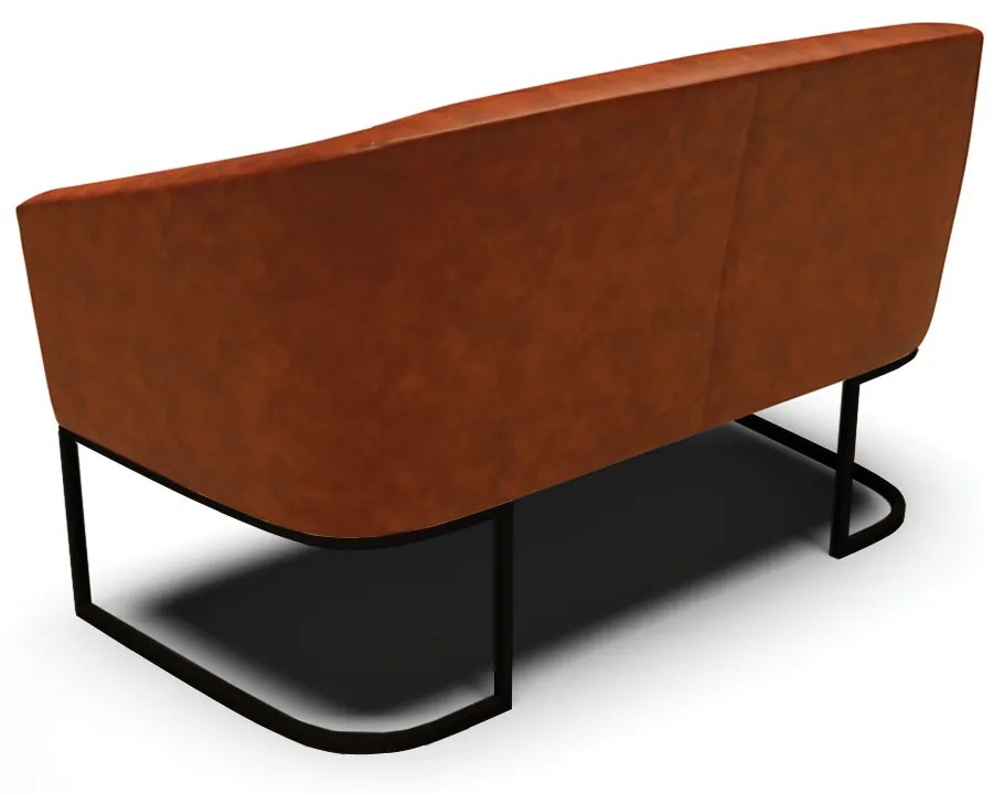Sofá 2 Lugares Namoradeira Industrial Preto Stella Sintético PU Nozes D03 - D'Rossi