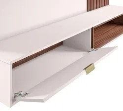 Painel Bancada Suspensa Para TV até 65 Pol. 180cm Ripado Palmas C05 Of
