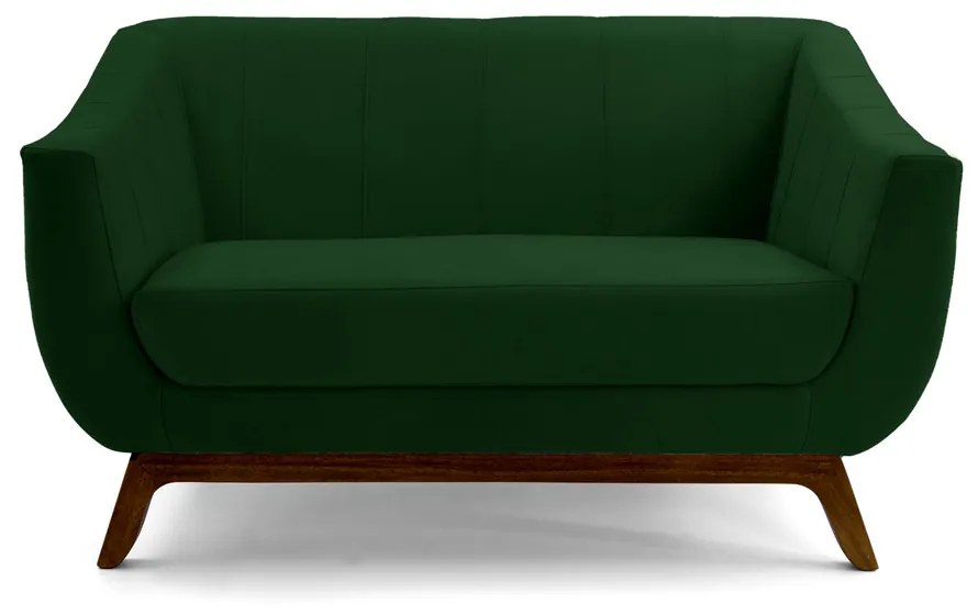 Sofá 2 Lugares Odeon D07 140cm Base Madeira Veludo Esmeralda - D'Rossi