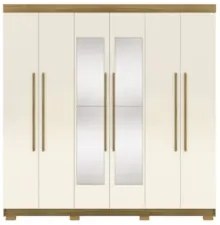 Guarda Roupa Casal 218cm Com Espelho Bolty Nature/Champanhe V02 - Mpoz