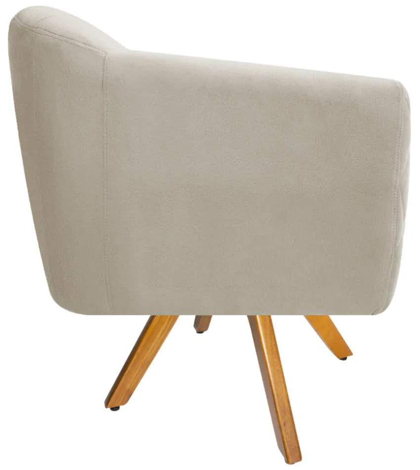 Kit 02 Poltronas Grazi Base Giratória de Madeira Suede - ADJ Decor