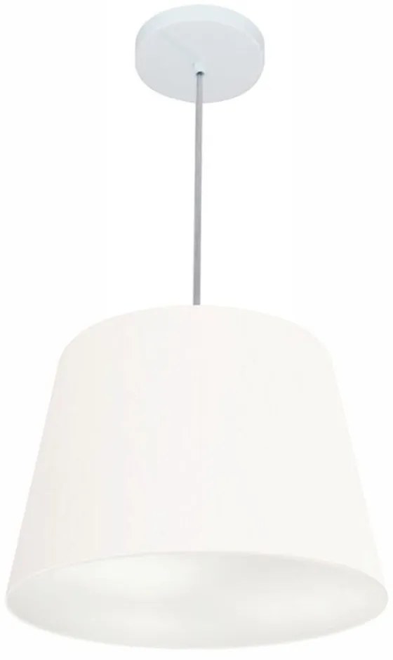 Lustre Pendente Cone Md-4155 Cúpula em Tecido 30/40x30cm Branco - Bivolt