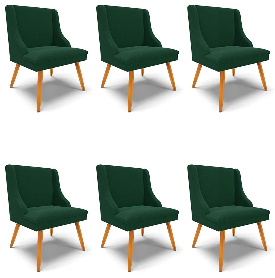 Cadeira Sala de Jantar Pé Palito Castanho Kit 6 Liz Boucle D03 - D'Rossi - Verde