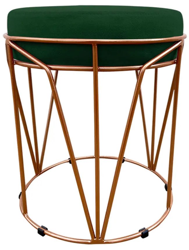 Puff Multiuso com Mesa Babu 2 em 1 Suede Verde Base Cobre - D'Rossi