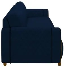 Sofá 3 Lugares 223cm Pés Madeira Amaranto M22 Veludo Azul Marinho - Mp