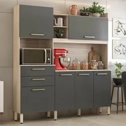 Kit Cozinha Compacta 6 Portas 2 Gavetas Select D02 Avena/Grafito - Mpo