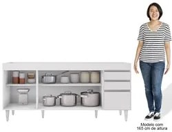 Balcão Gabinete 160cm Sem Tampo 4 Portas 2 Gavetas Arkansas Branco - L