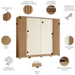 Guarda Roupa Casal 270cm 4 Portas Jacarandá Flex Off/Freijó - Albatroz
