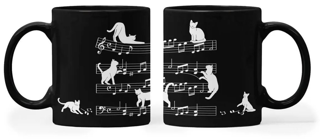 Caneca Gato Musical Cat Lover Preta