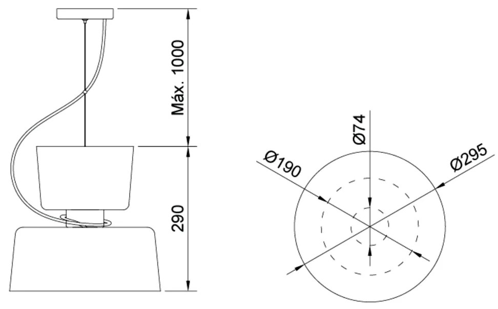 Pendente Cacharrel Ø29,5X29Cm 1Xe27 | Usina 16718/30 (ESC-V / PT - Escovado / Preto Texturizado)