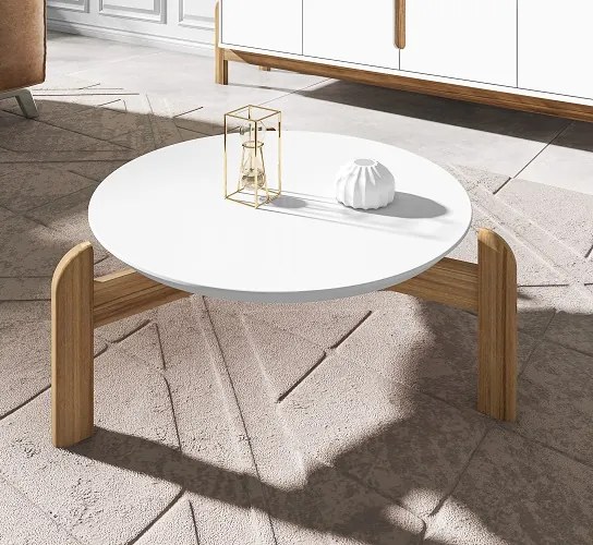 Mesa De Centro Lizz Branco/Cedro - Casa D Móveis