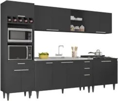 Armário de Cozinha CP05 Com Pia 150cm Pérola Z34 Preto      - Mpozenat