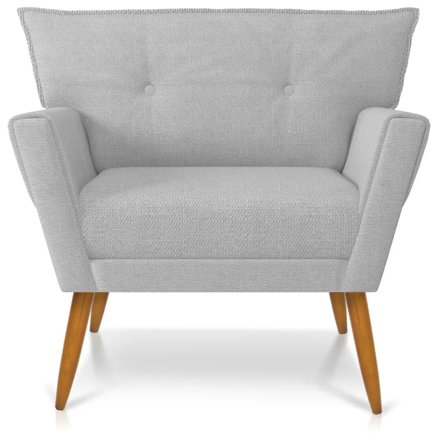 Kit 01 Namoradeira 02 Lugares e 02 Poltronas Anitta Linho Cinza A05 Pés Palito Castanho D03 - D'Rossi