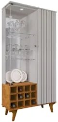 Cristaleira Porta de Vidro e Adega 91cm Lauana Off/Naturalle B02 - Mpo