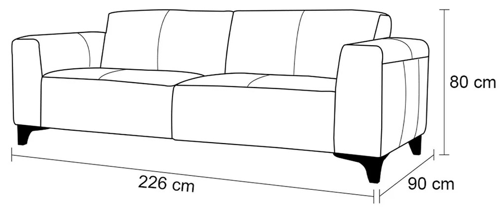 Sofá de Couro 3 Lugares Devon 226cm M06 Cor Crystal Avermelhado 467 - ADJ DECOR