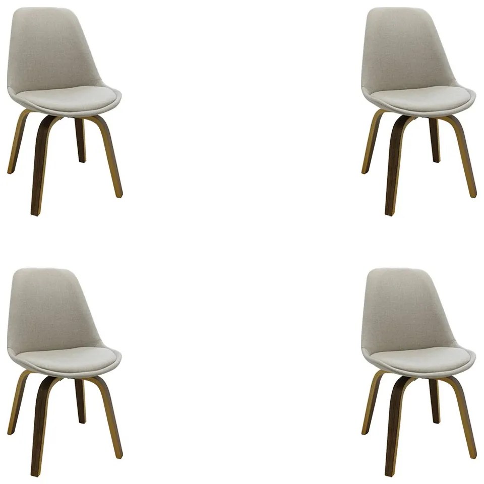 Kit 4 Cadeiras Decorativas Sala e Escritório SoftLine Linho Bege G56 - Gran Belo