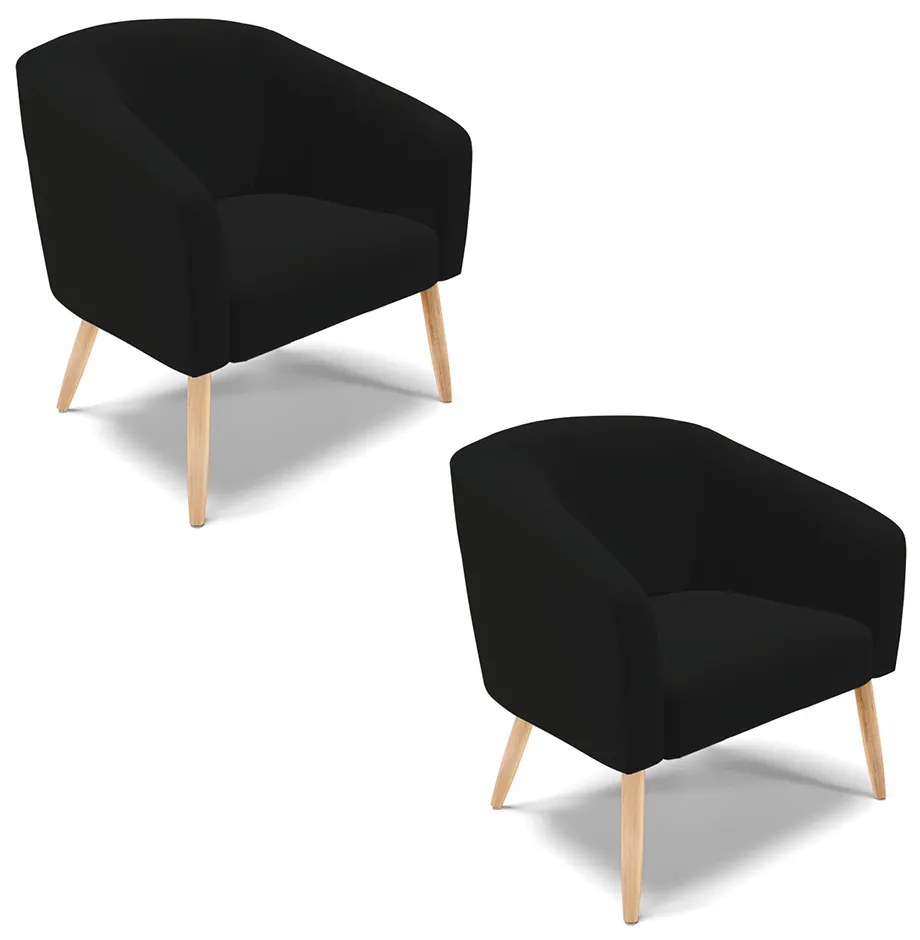 Poltrona Decorativa Pé Palito Natural Kit 2 Stella Linho D03 - D'Rossi - A79 Preto