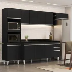 Armário de Cozinha Modulada 5 Peças CP17 Balcão com Tampo Preto - Lumi