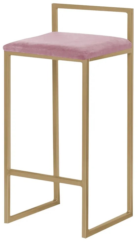 Banqueta Decorativa Jasmine Base Gold Veludo Rosê G41 - Gran Belo