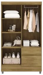 Guarda Roupa Solteiro 103cm Com Espelho Ideal Nature - Vila Rica