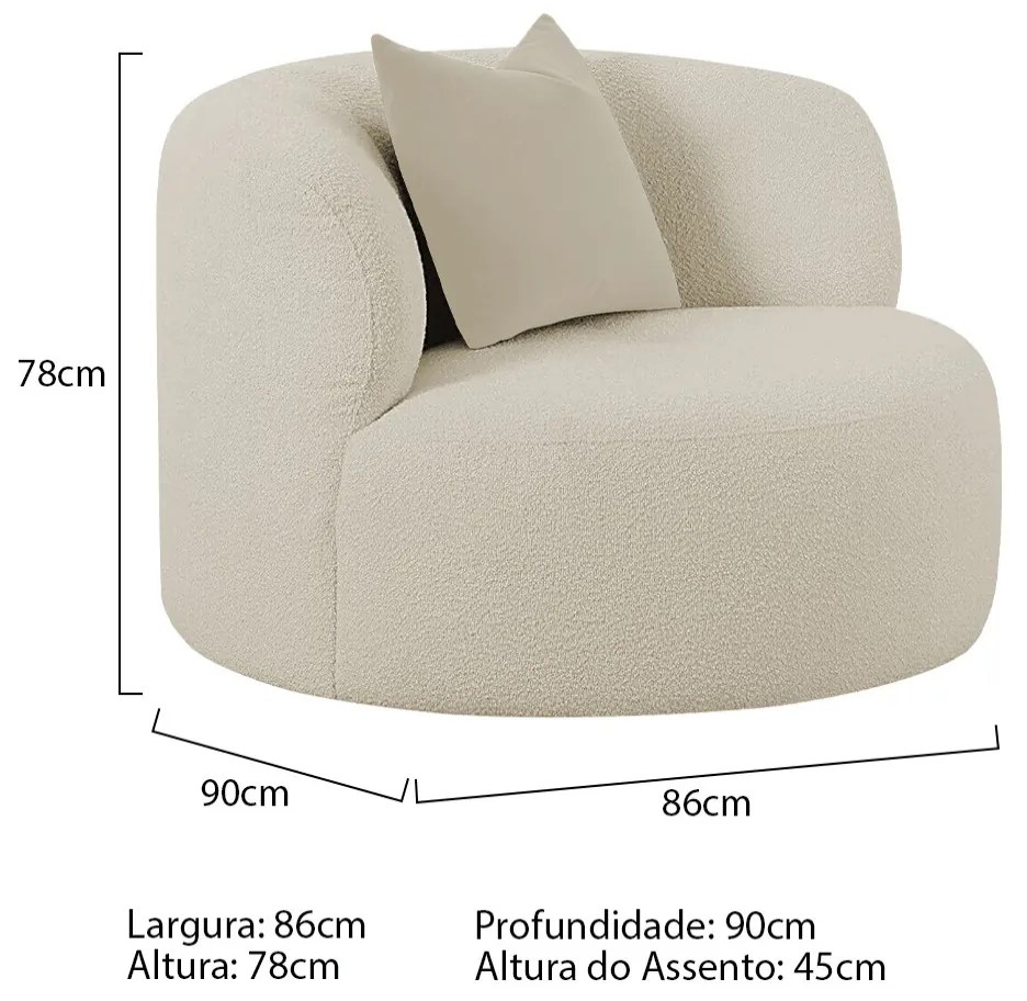 Poltrona Orgânica Maitê Luxo Sala Recepção Decorativa Bouclé