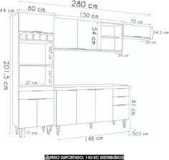 Armário de Cozinha CP04 Para Pia 150cm Pérola Z34 Preto     - Mpozenat