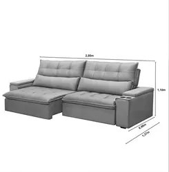 Sofá Retrátil Reclinável 3 Lugares 250cm Moritz F05 Veludo Prata - Mpo