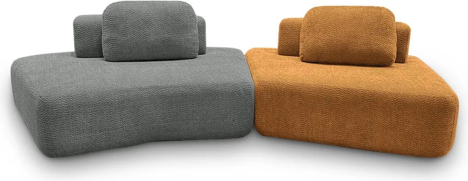 Sofá Ilha Sala de Estar Modulado Dakota Encosto Almofadas Soltas Bouclê Rústico Cinza/Terracota G33 - Gran Belo